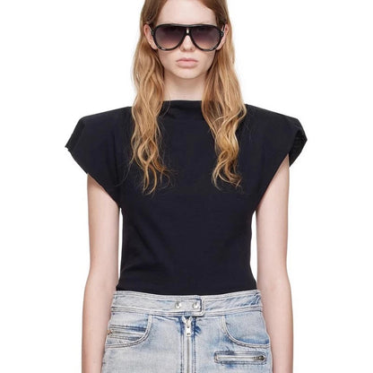 Crew Neck Muscle Tee with Shoulder Pads