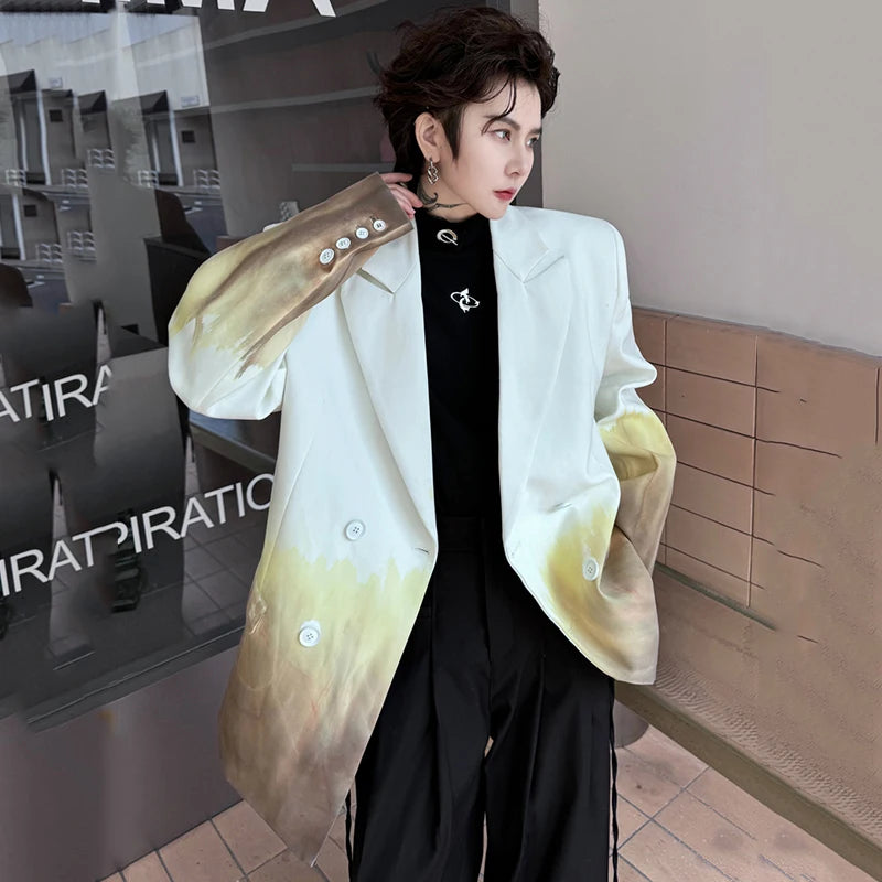 Long Double Breasted Gradient Ombre Blazer