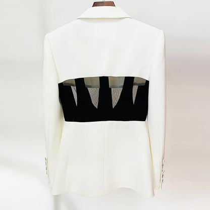 Mesh Spliced Cut Out Corset Blazer